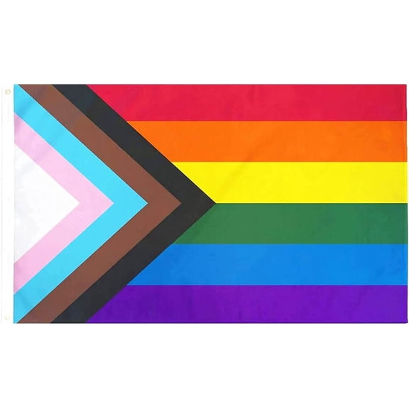 Progress Pride Rainbow Flag 3x5 ft LGBTQ Gay Pride Flags All Inlcusive Progressive Bisexual Non Binary Lesbian Transgender Flag Indoor Outdoor Wall