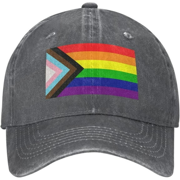 Progress Pride Rainbow LGBT,LGBTQ Transgender Gay Flags Cowboy Hat Baseball Cap Women Trucker Hat Men Dad Hat Black