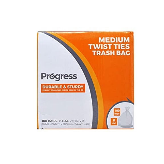 Progress Trash Bags, 8 Gallon, 100 CT - 6 packs/case