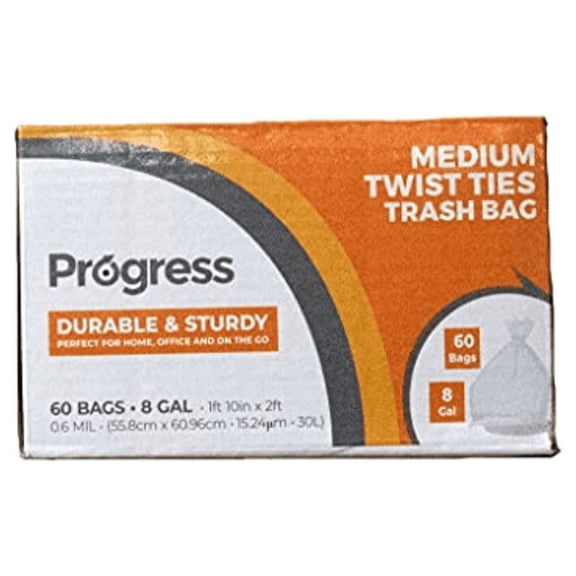 Progress Trash Bags, 8 Gallon, 60 CT- 6 packs/case