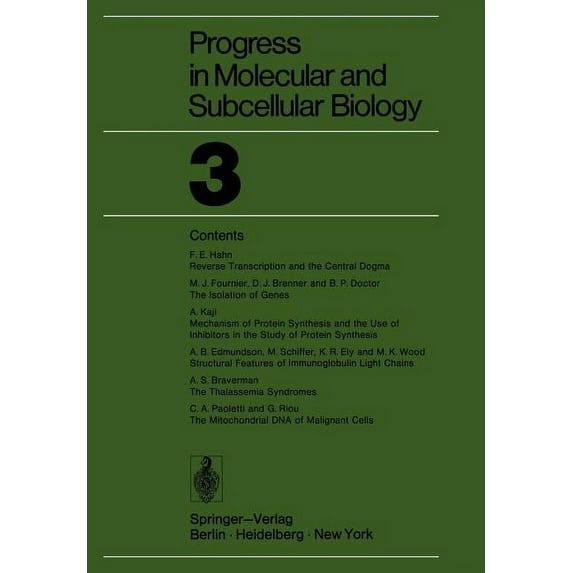 Progress in Molecular and Subcellular Bi Progress in Molecular and Subcellular Biology 3, Book 3, (Paperback)