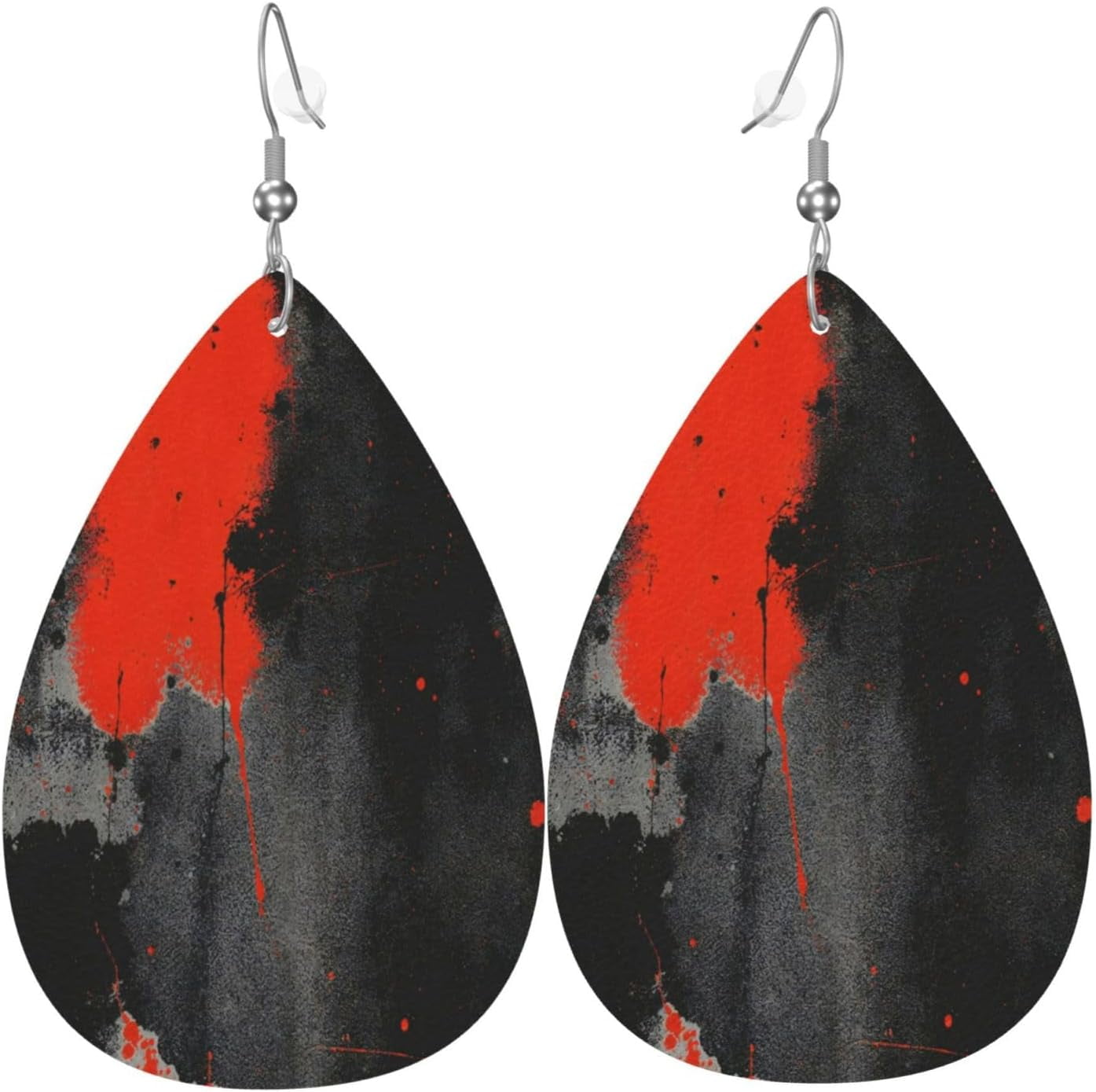 Progressive Abstract Art Pro Earrings for Women PU Leather Dangle Earrings, lightweight comfortable Leather Teardrop Dangly Ear Pendants Jewelry Gift[u332]