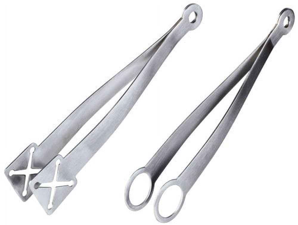 Progressive Appetizer Tongs Stainless Steel Set of 2 Round & Square 8" Tongs New