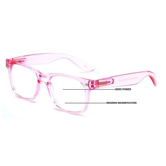 Progressive Clear Bifocal Reading glasses - No Line or Bubble - Zero Power on Top Reader - Classic Comfortable Design 1.00