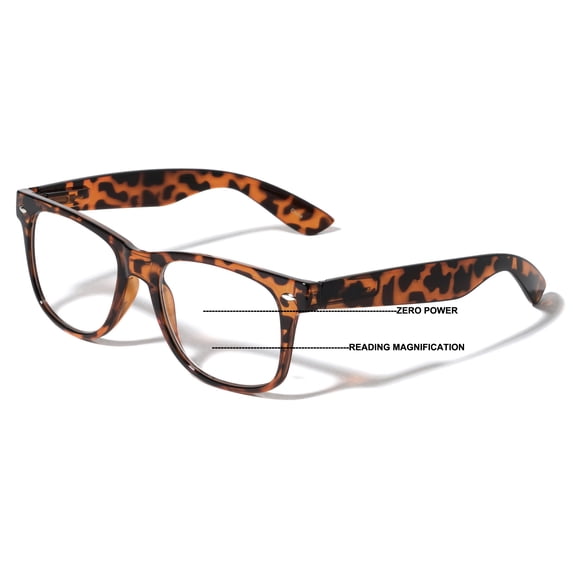 Progressive Clear Bifocal Reading glasses - No Line or Bubble - Zero Power on Top Reader - Classic Comfortable Design 3.00