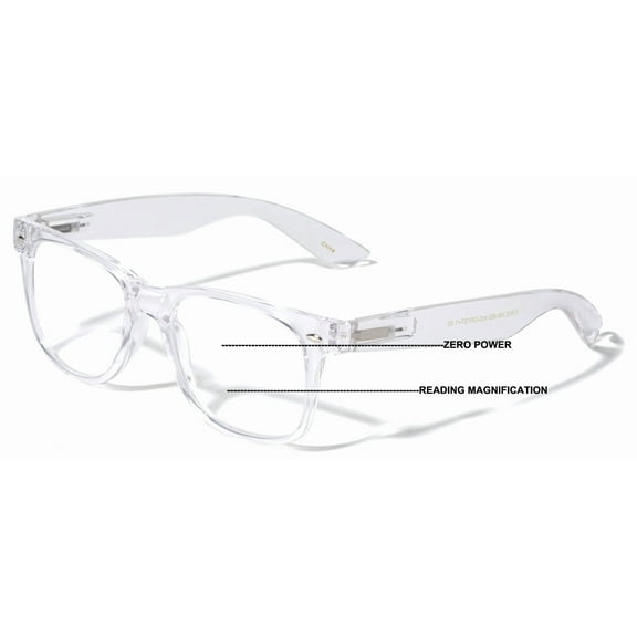 Progressive Clear Bifocal Reading glasses - No Line or Bubble - Zero Power on Top Reader - Classic Comfortable Design 3.00
