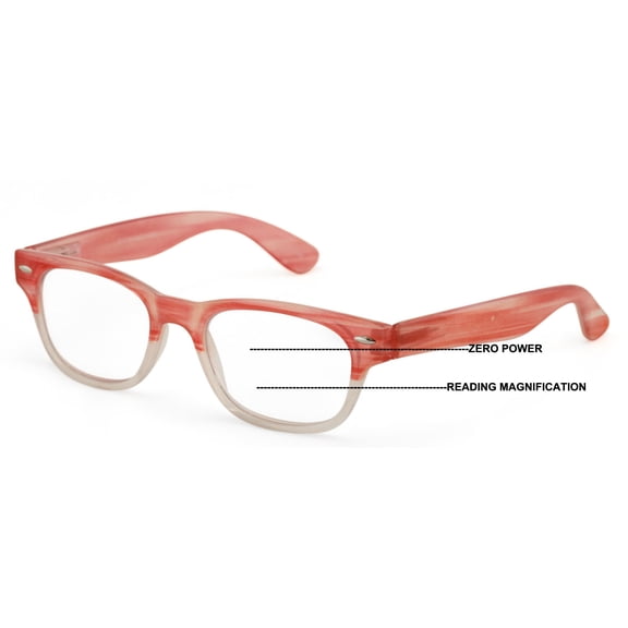 Progressive Clear Bifocal Reading glasses - No Line or Bubble - Zero Power on Top Reader - Unsiex Classy Fitment 2.50