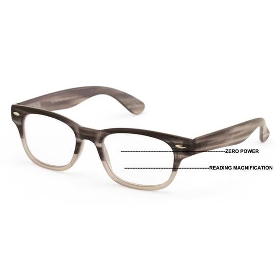 Progressive Clear Bifocal Reading glasses - No Line or Bubble - Zero Power on Top Reader - Unsiex Classy Fitment 2.50
