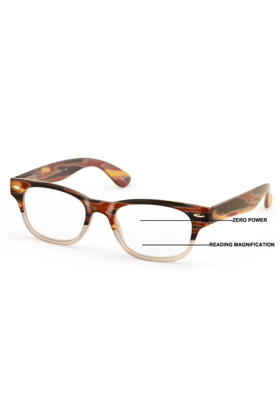 Progressive Clear Bifocal Reading glasses - No Line or Bubble - Zero Power on Top Reader - Unsiex Classy Fitment 2.50