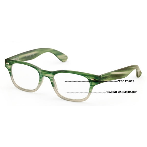 Progressive Clear Bifocal Reading glasses - No Line or Bubble - Zero Power on Top Reader - Unsiex Classy Fitment 3.25