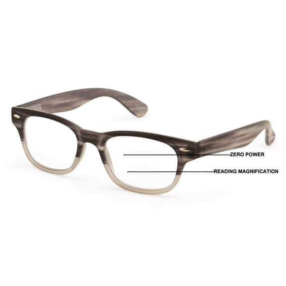 Progressive Clear Bifocal Reading glasses - No Line or Bubble - Zero Power on Top Reader - Unsiex Classy Fitment 3.25