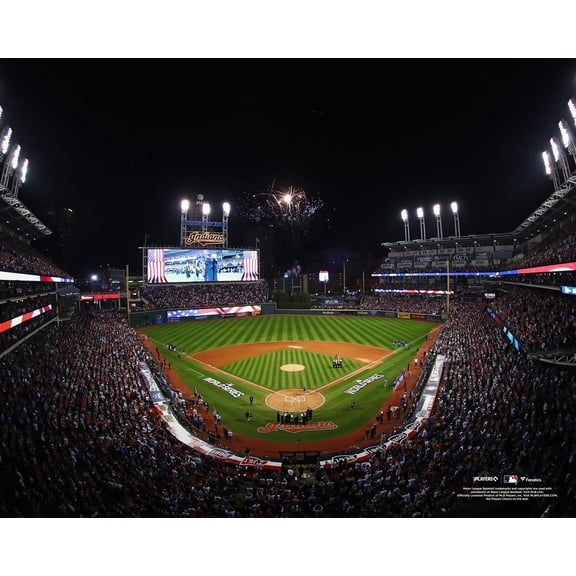 Cleveland Indians Unsigned Progressive Field 2016 World Series Night Time General View Photograph