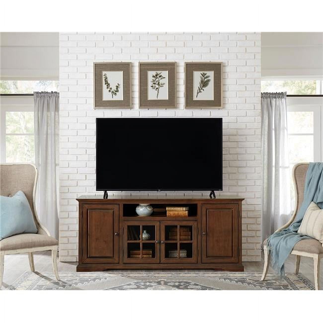 Auburn Cherry Traditional TV Console with Cabinet & Mount, 74 Inch