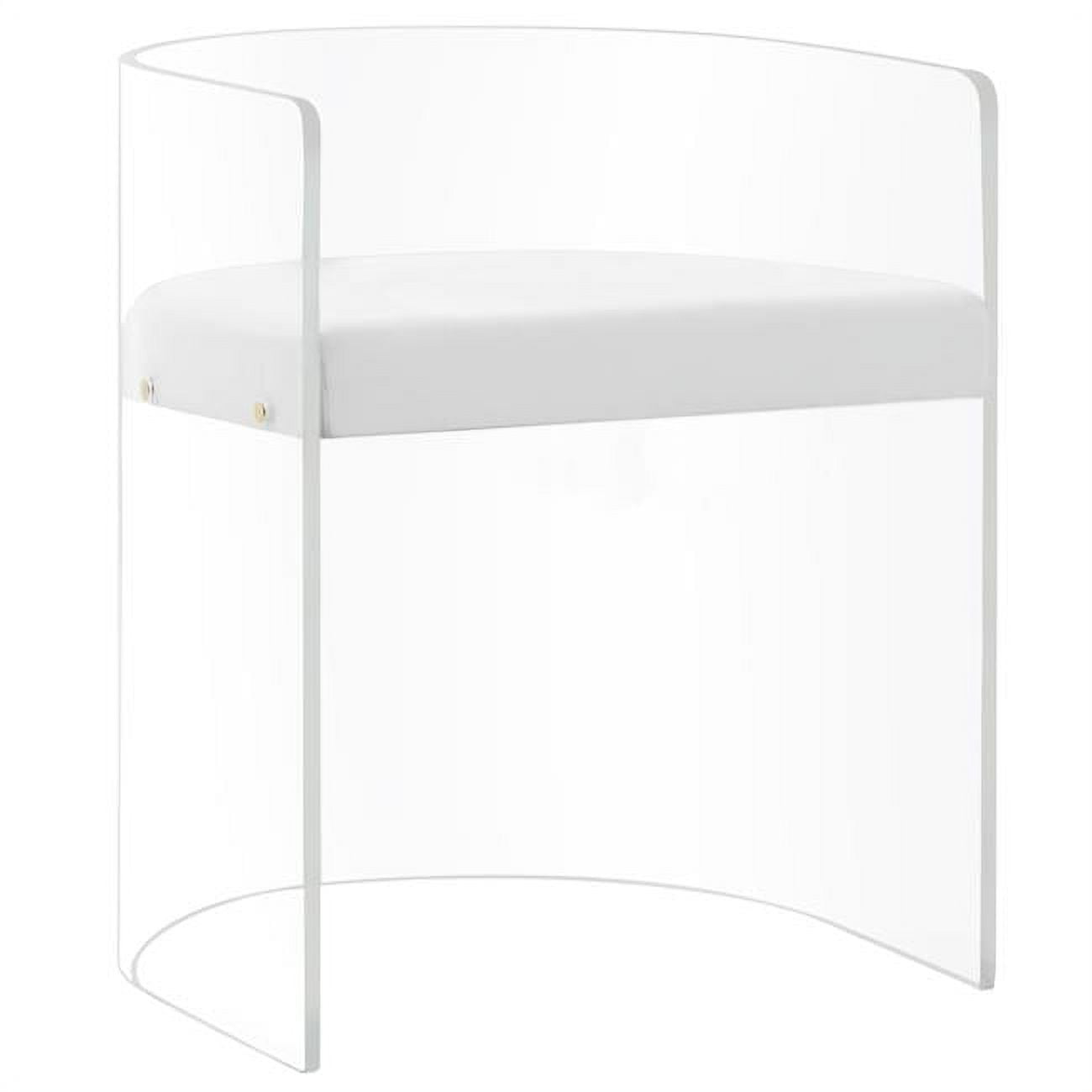 Sleek U-Shape Transparent Acrylic Accent Chair with White Cushion