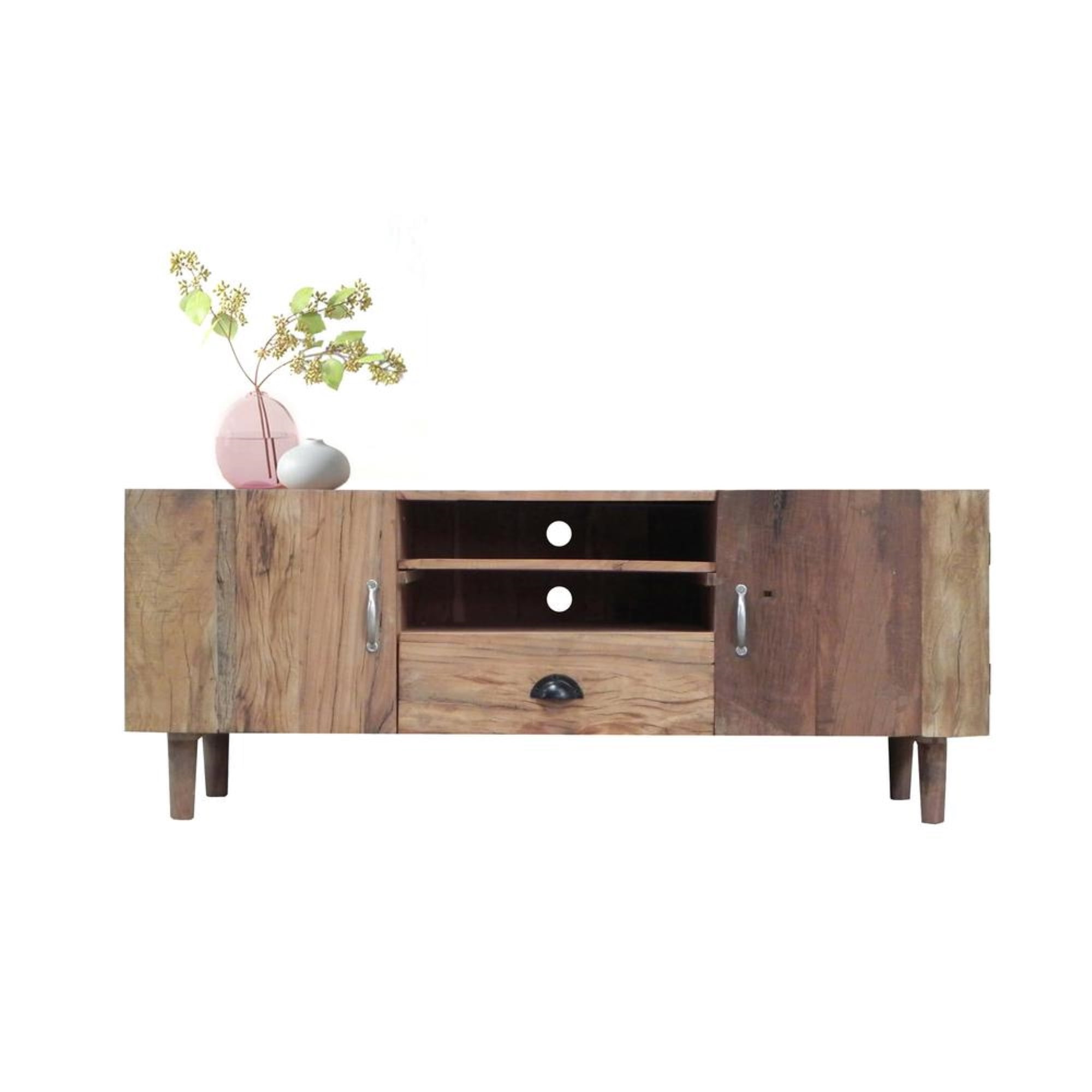 Reclaimed Tuscan Brown Wood Console Table with Storage