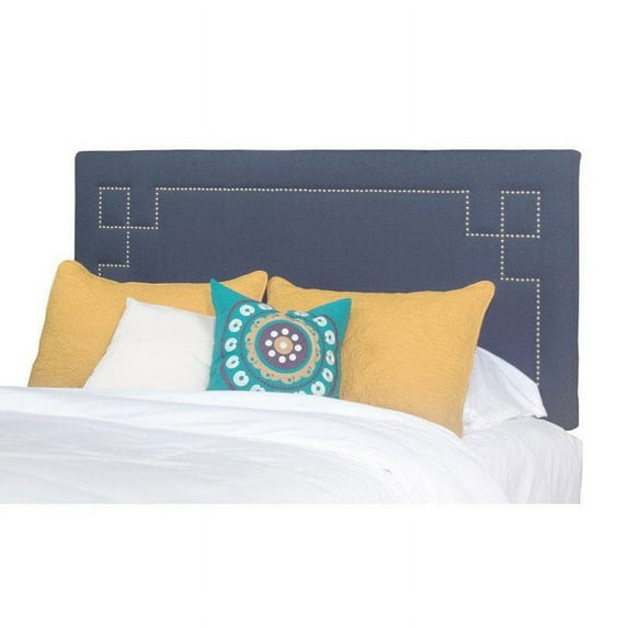 Upholstered Headboard Only With Nailhead Pat-Finish:Cobalt Blue,Size:King