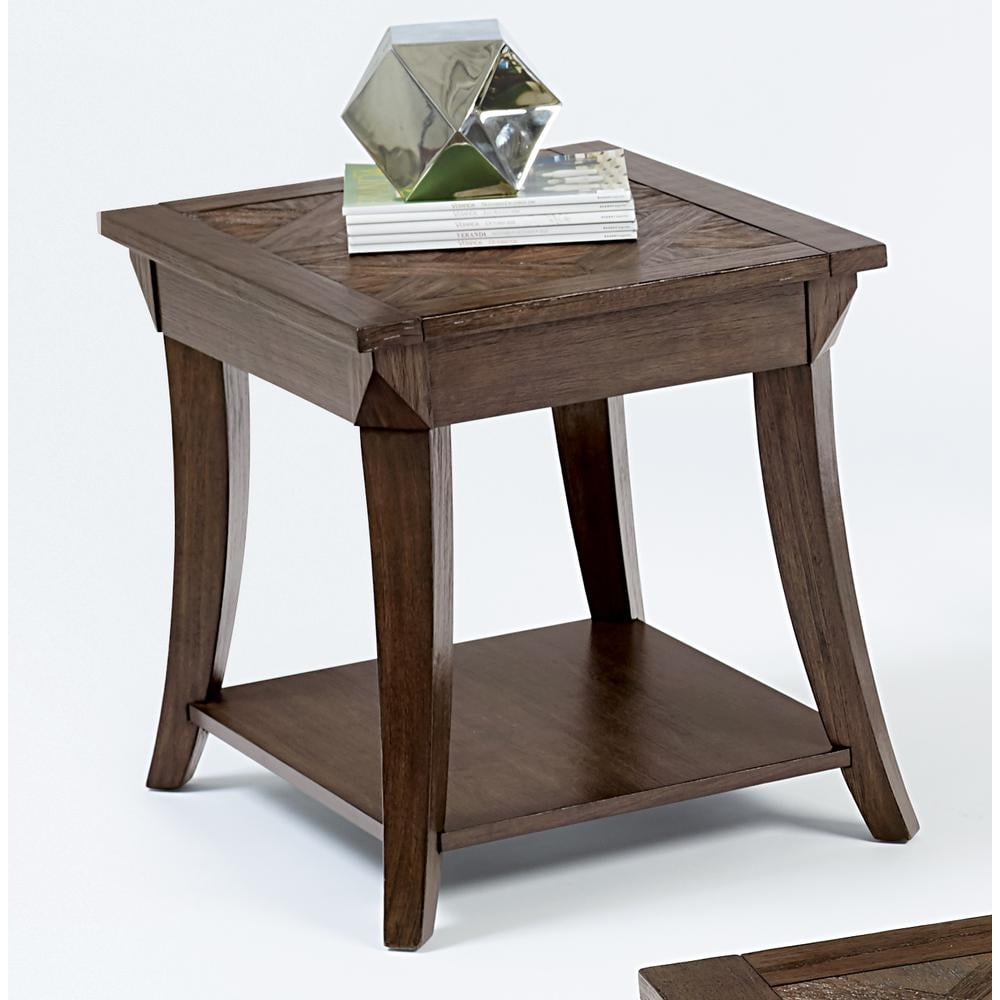 Transitional Dark Poplar Rectangular End Table with Storage