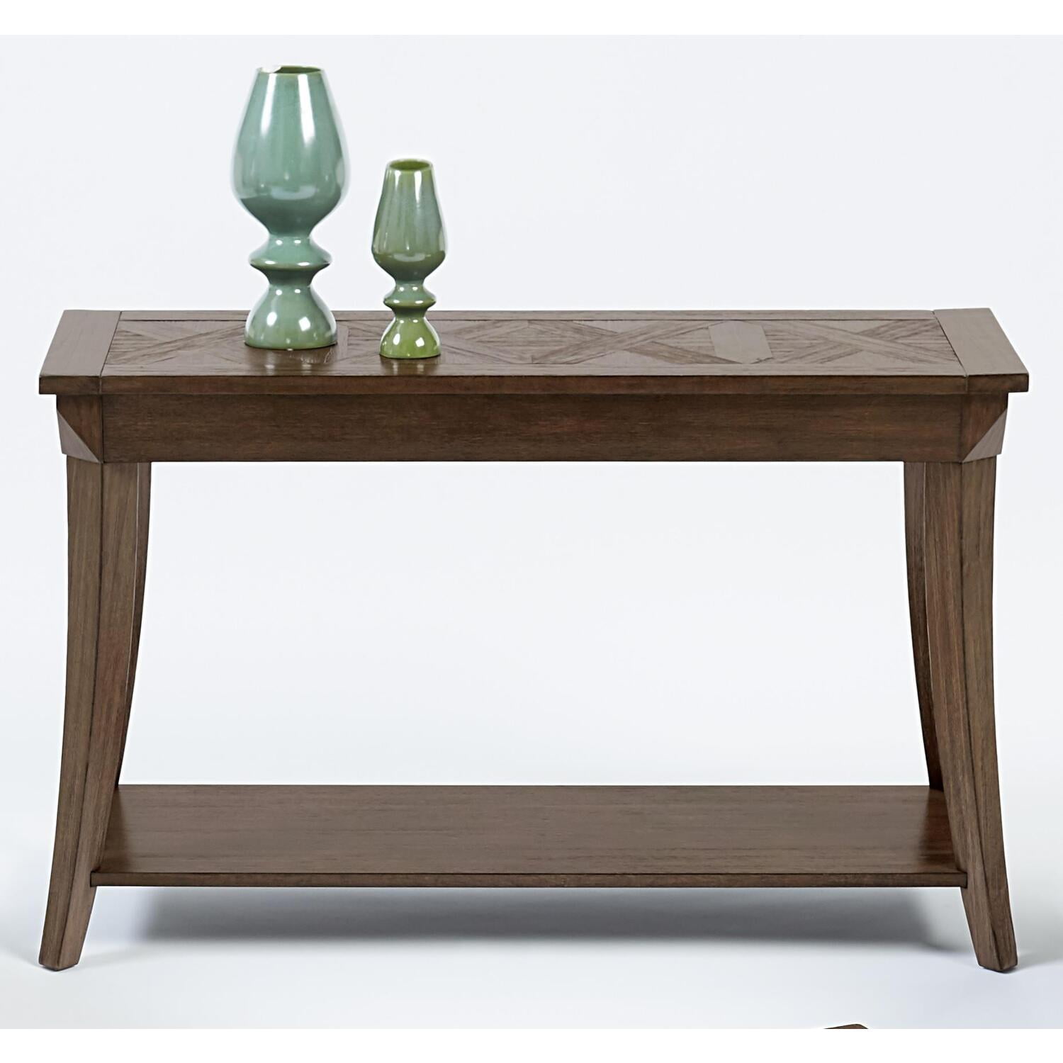 Transitional Dark Poplar Brown Rectangular Console Table with Storage