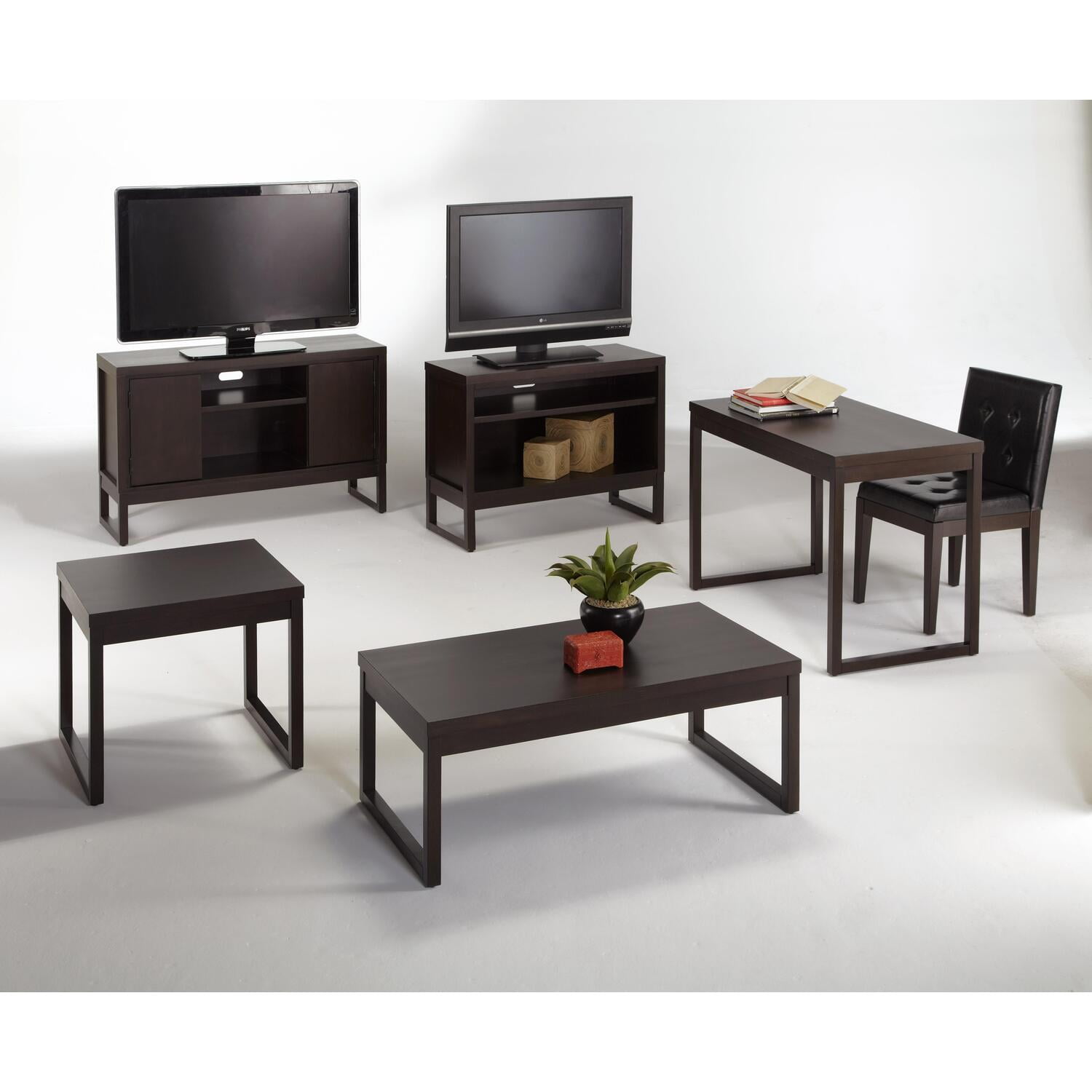Athena Transitional Dark Chocolate Brown Wood End Table