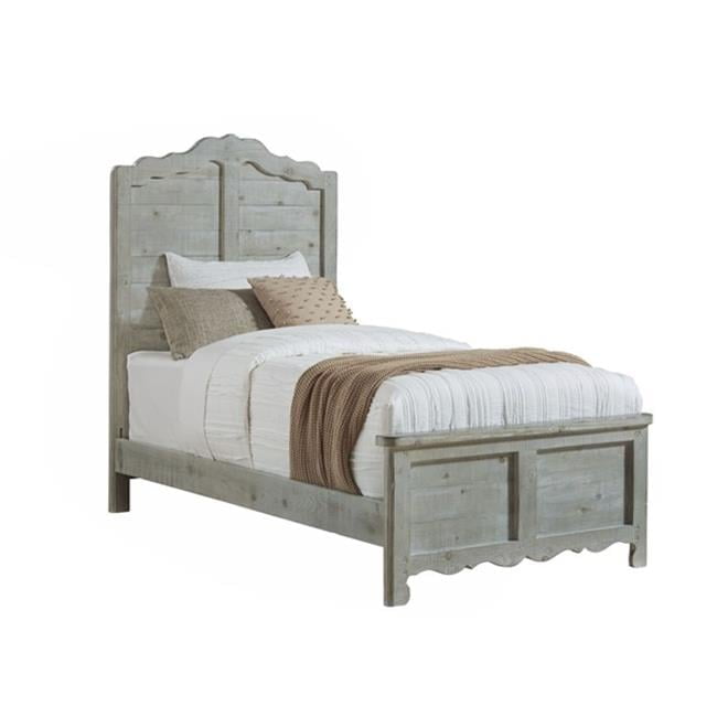 Gray Pine Twin Panel Bed with Wood Headboard