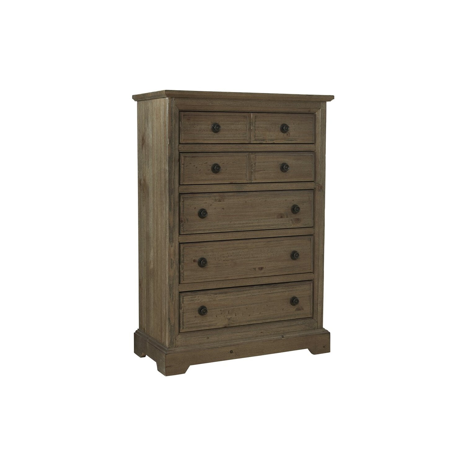 Caramel Brown Traditional 5-Drawer Chest with Bronze Hardware
