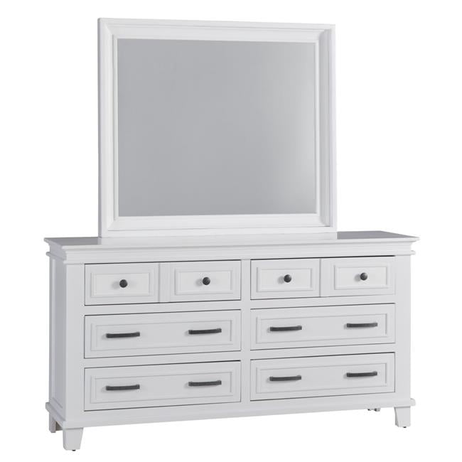 White Pine Transitional Dresser with Mirror