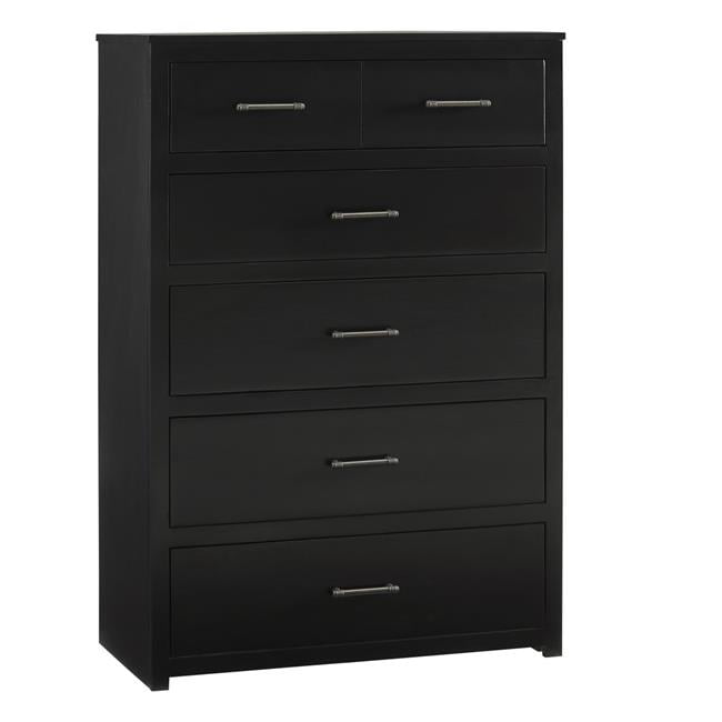 Transitional Black 5-Drawer Chest
