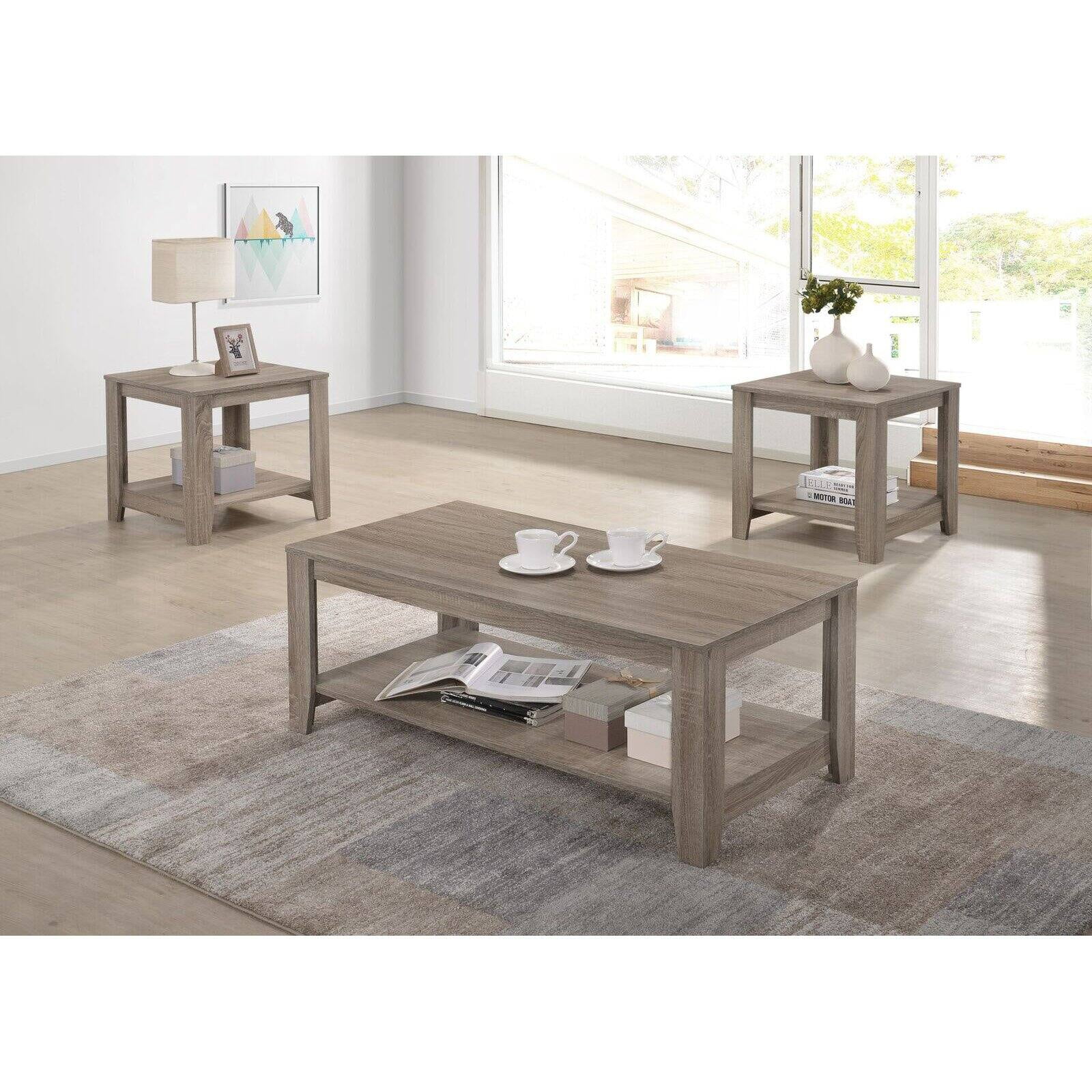 Casual Reclaimed Wood Rectangular Cocktail Table in Dark Taupe