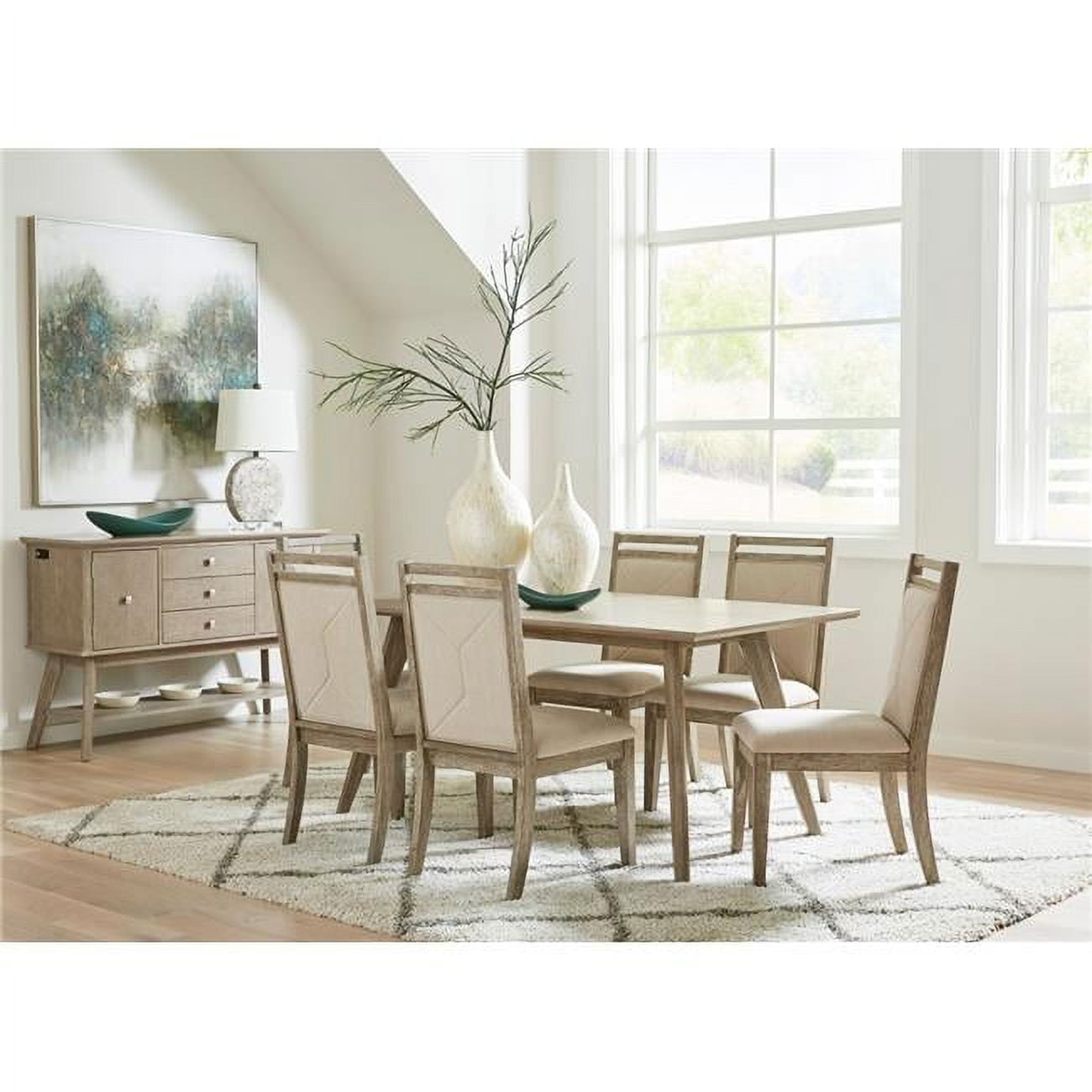 Weathered Taupe Rectangular Rubberwood Dining Table for Six