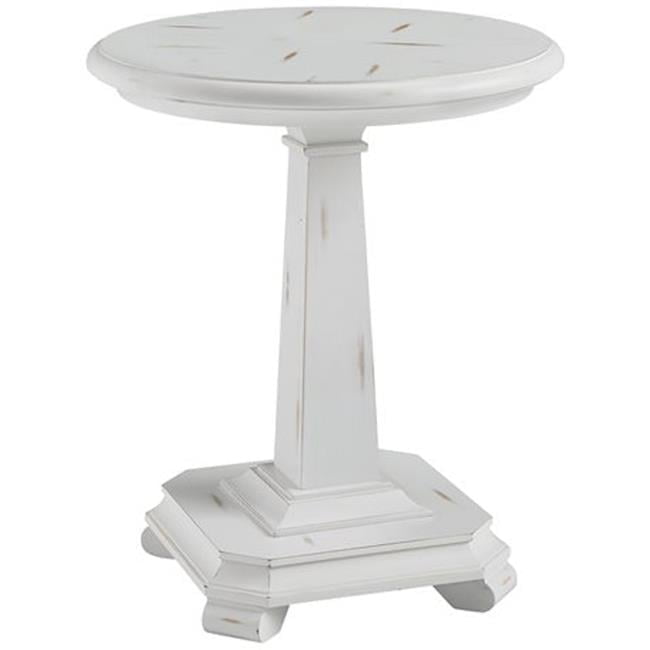 Casual Chalk White 22" Round Wood and Metal End Table with Storage