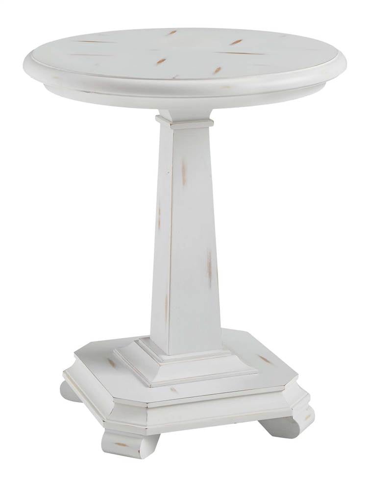 Casual Chalk White 22" Round Wood and Metal End Table with Storage