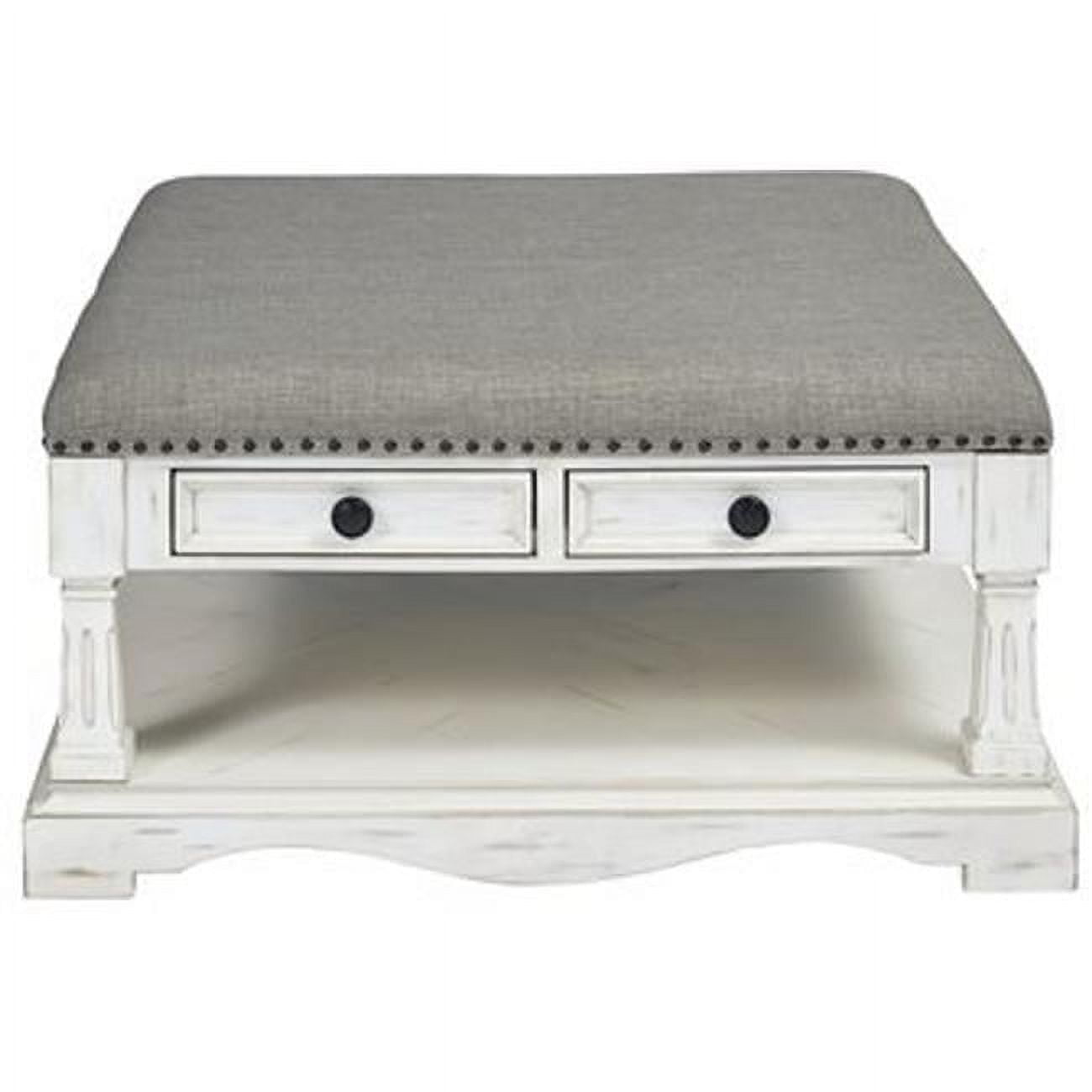 Chalk White Square Wood Cocktail Table with Storage