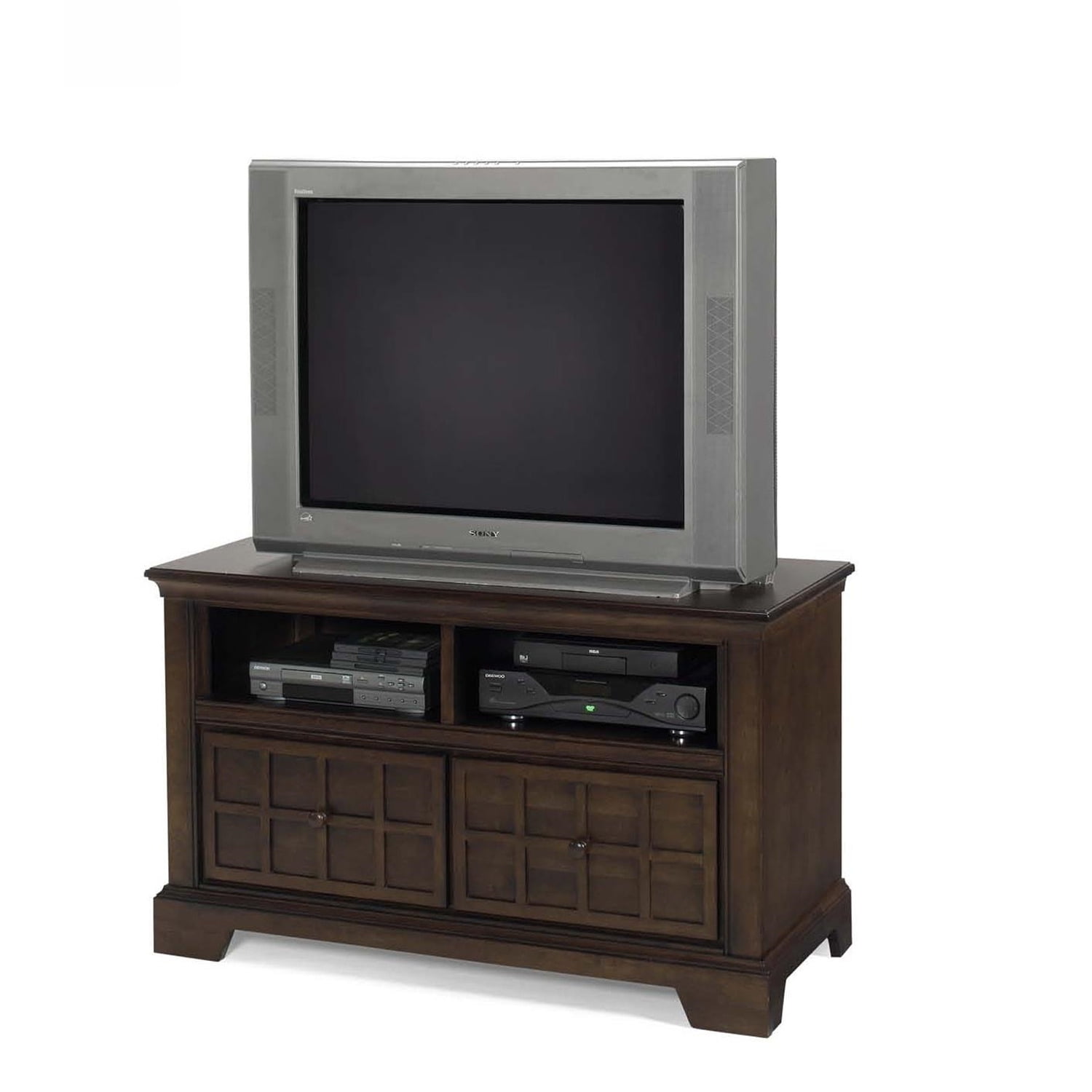 Espresso Transitional Media Chest with Cabinet and Shelves