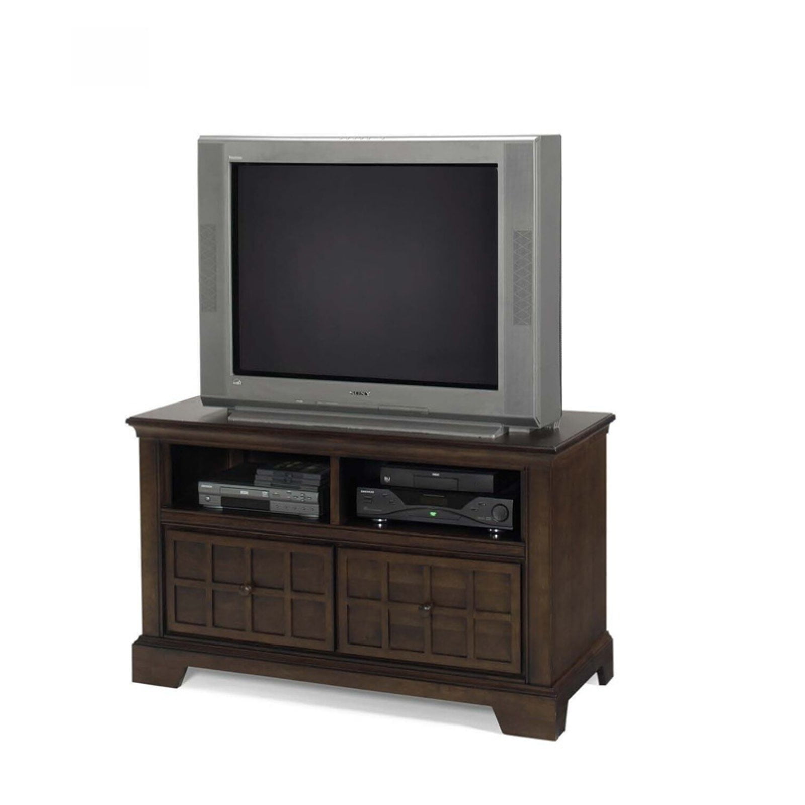Espresso Transitional Media Chest with Cabinet and Shelves
