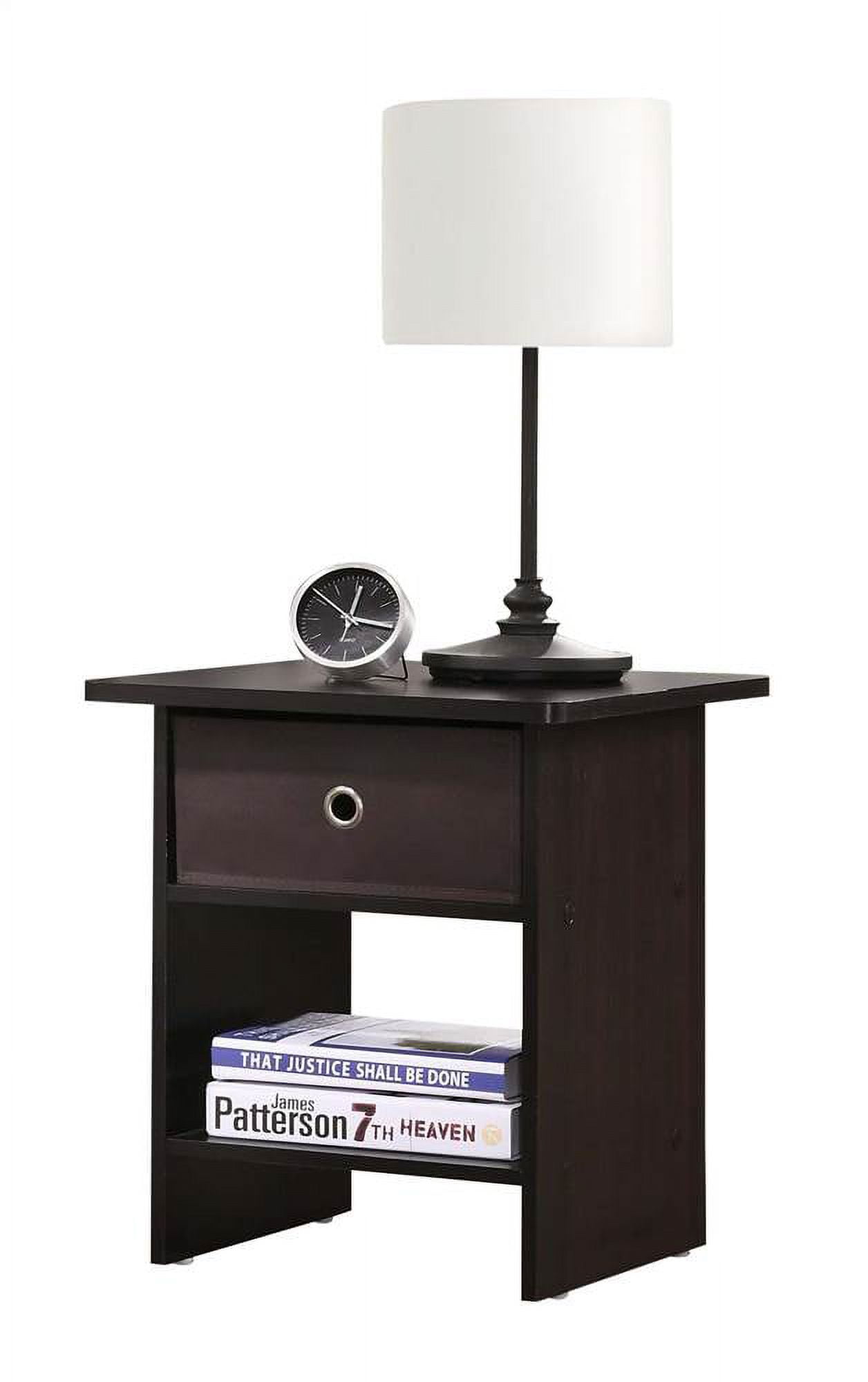 Espresso Brown Transitional Square End Table with Storage