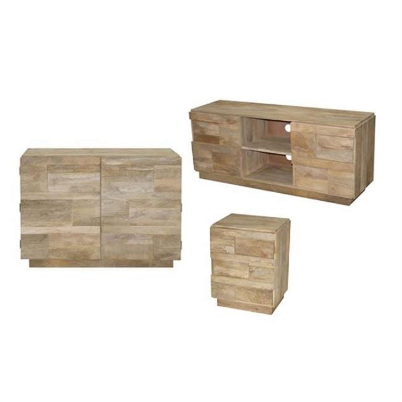 Natural Mango Wood Dimensional Design Chest