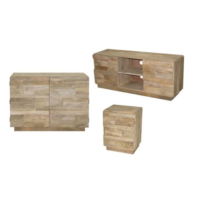 Natural Mango Wood Dimensional Design Chest