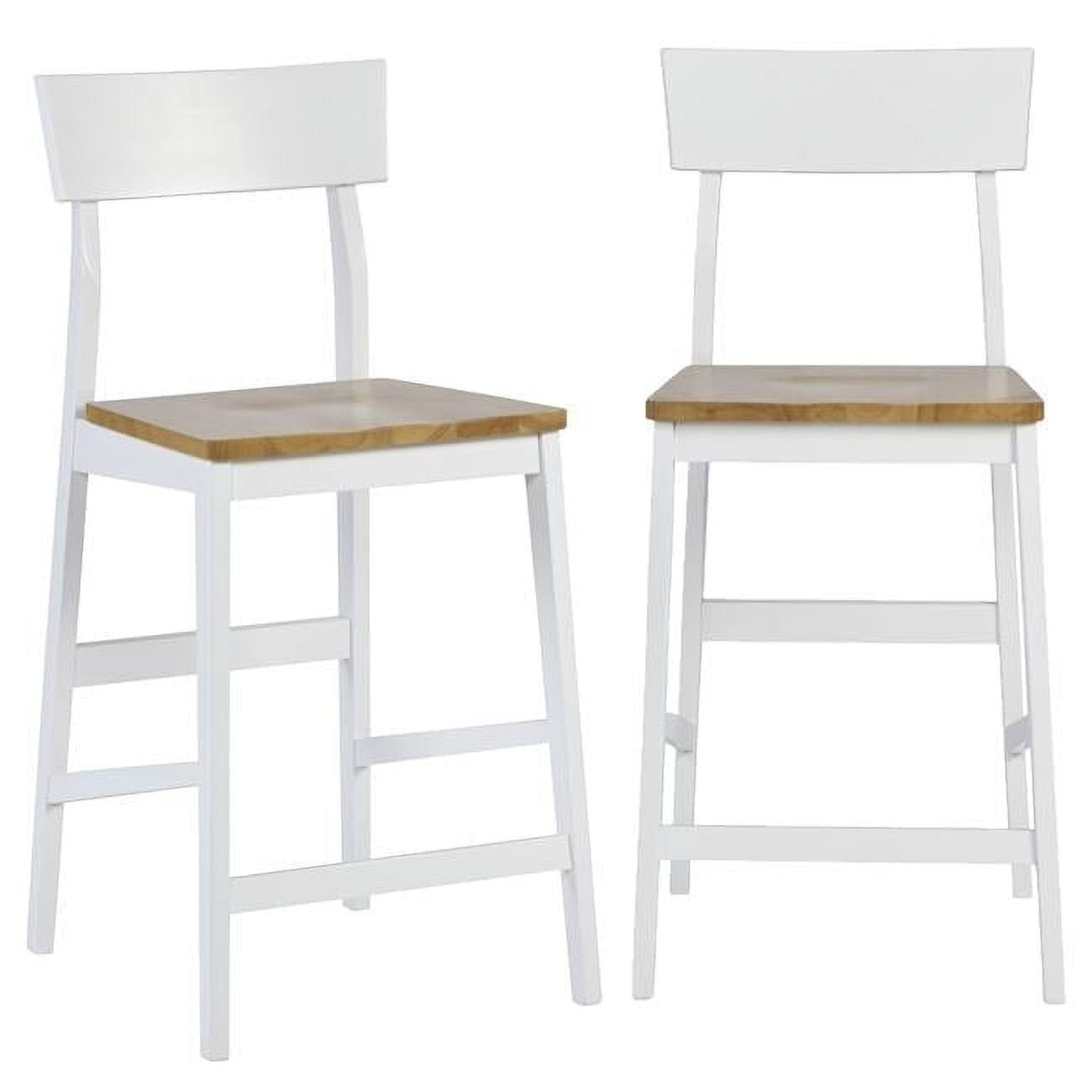 Contemporary Light Oak and White Wood Counter Stool Set