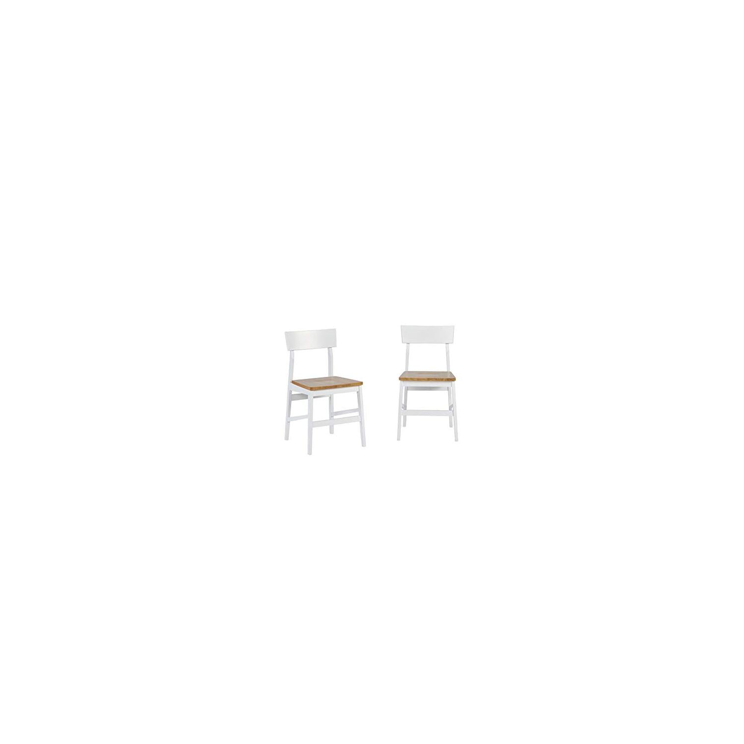 Contemporary Light Oak & White Wood Side Chair Set