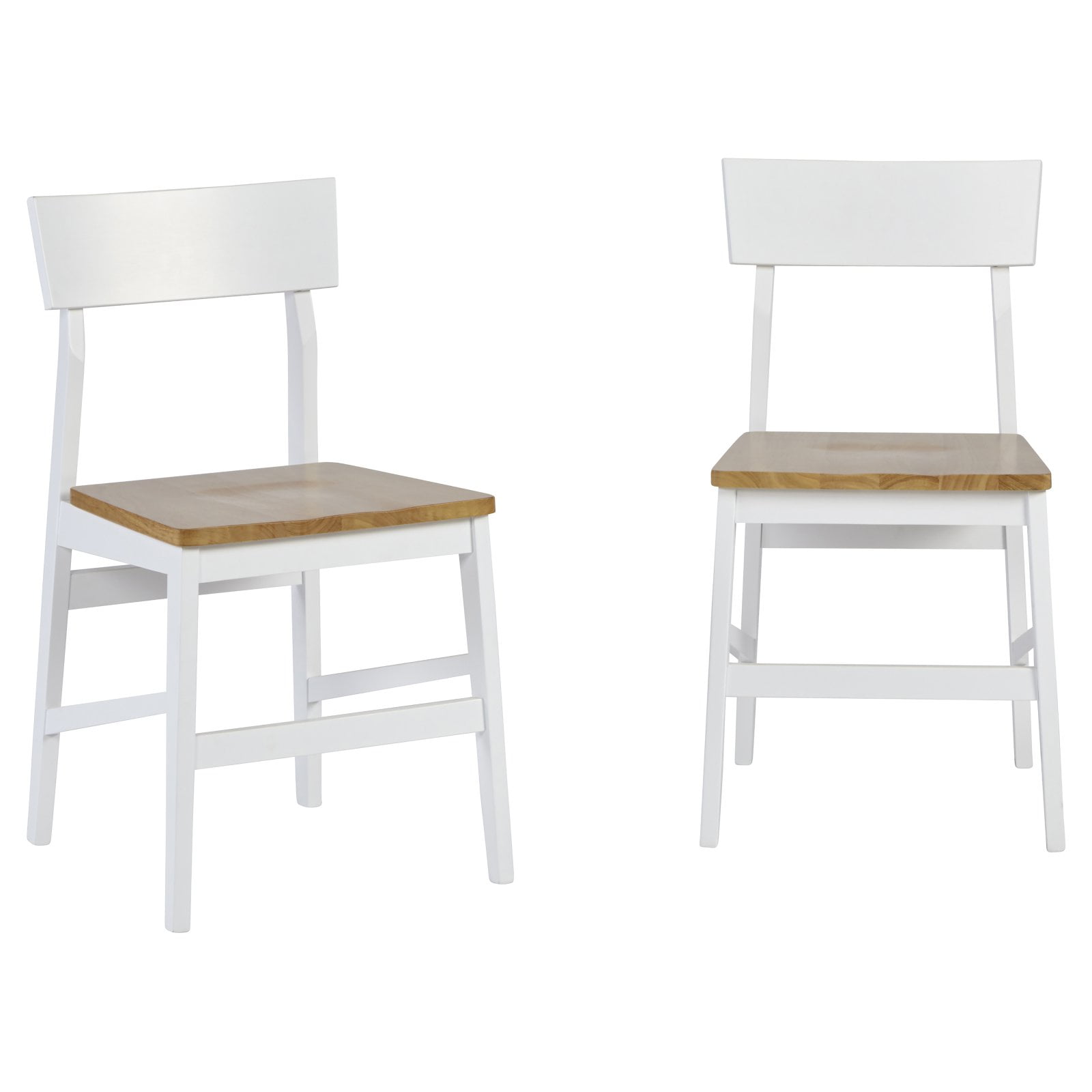 Contemporary Light Oak & White Wood Side Chair Set