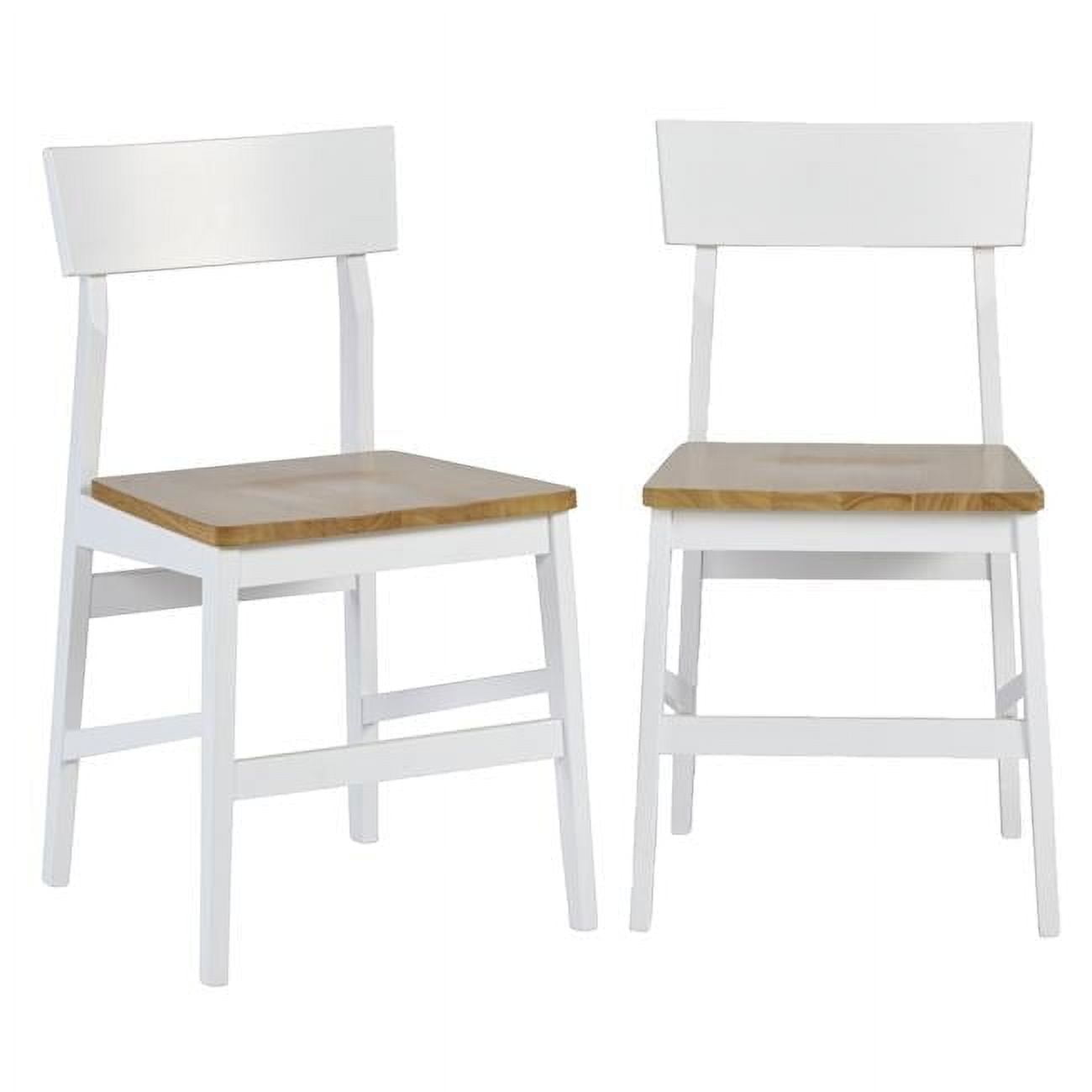 Contemporary Light Oak & White Wood Side Chair Set