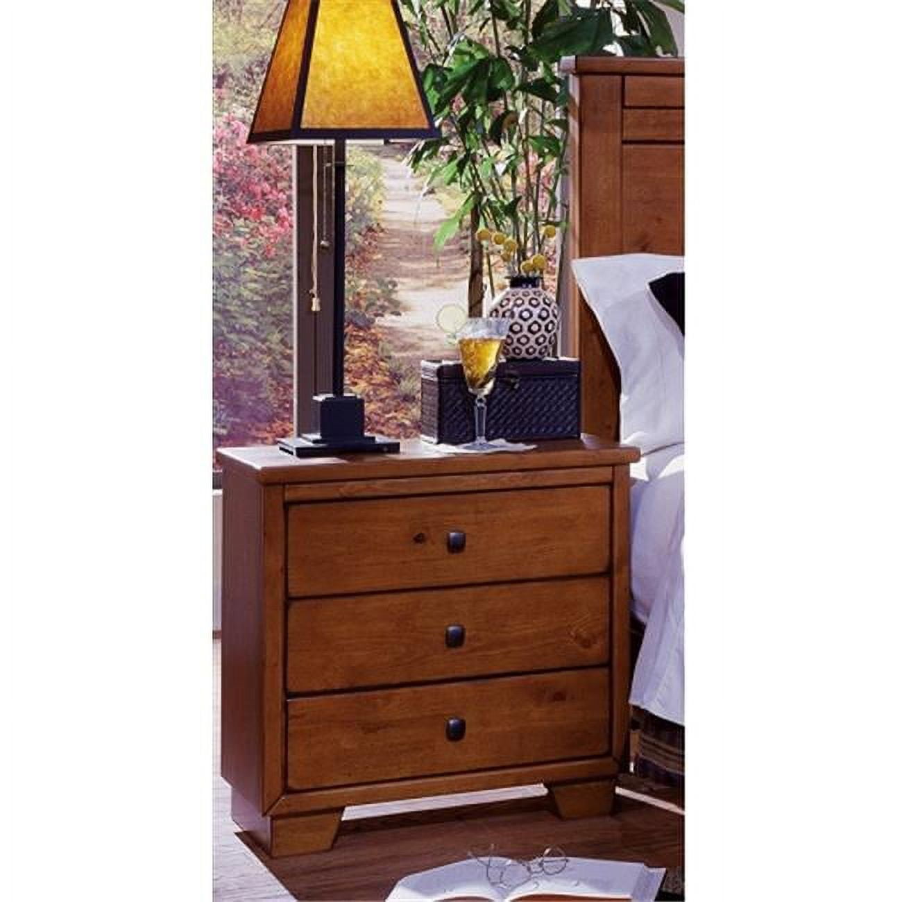 Transitional Cinnamon Pine 3-Drawer Nightstand, 25"W