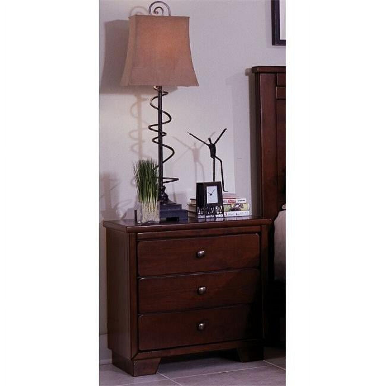 Espresso Pine Transitional 3-Drawer Nightstand
