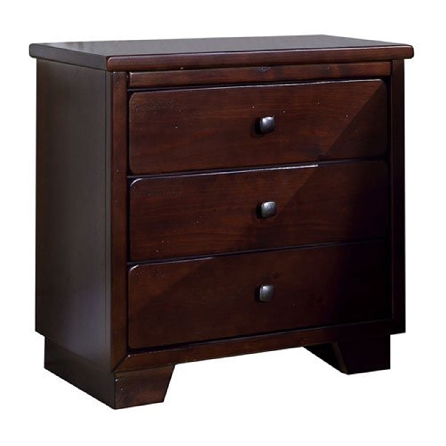 Espresso Pine Transitional 3-Drawer Nightstand