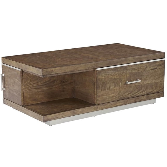 Progressive Furniture Downtown Wood Cocktail Table in Toffee Brown