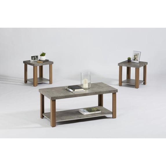 Progressive Furniture Driver Engineered Wood Cocktail & 2 End Tables in Gray/Oak