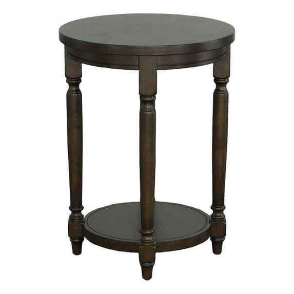 Progressive Furniture Ella 1-Shelf Wood Side Table with USB Port in Walnut Brown