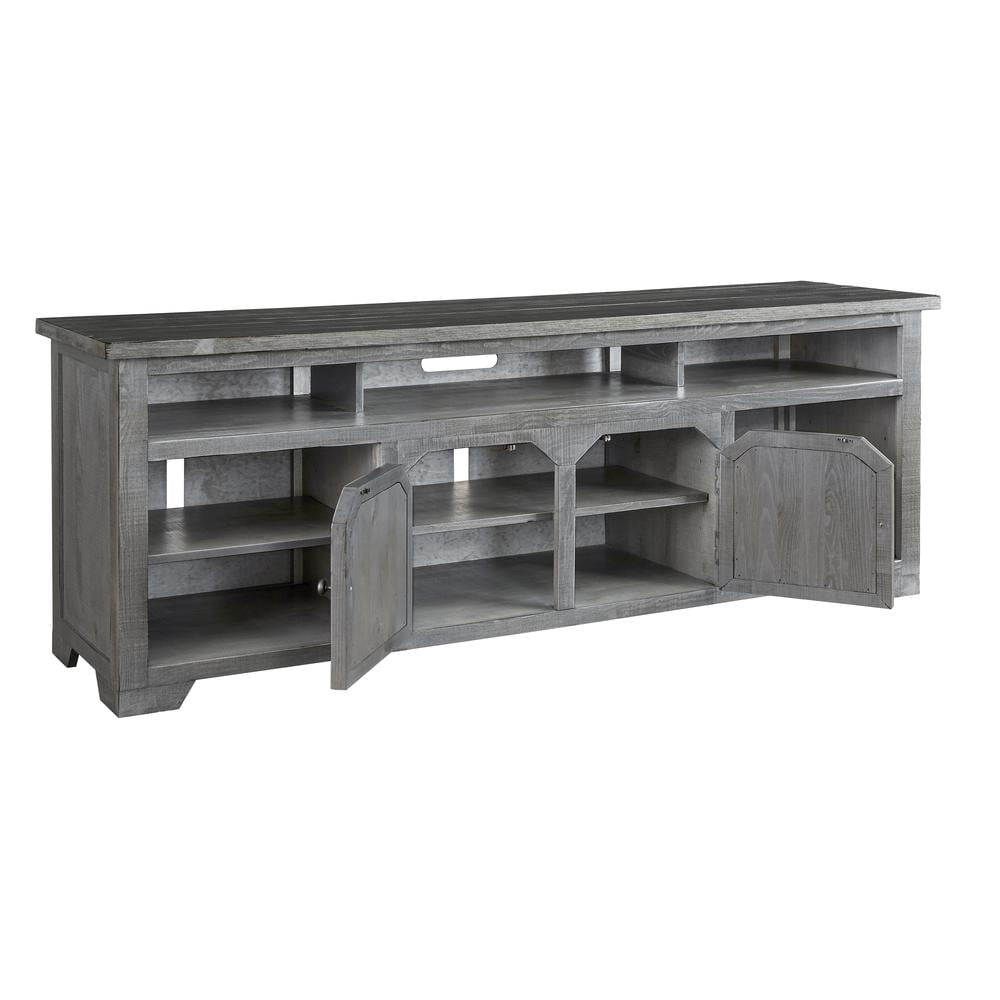 Elmhurst Transitional 80" Gray Console Cabinet with Romantic Detail