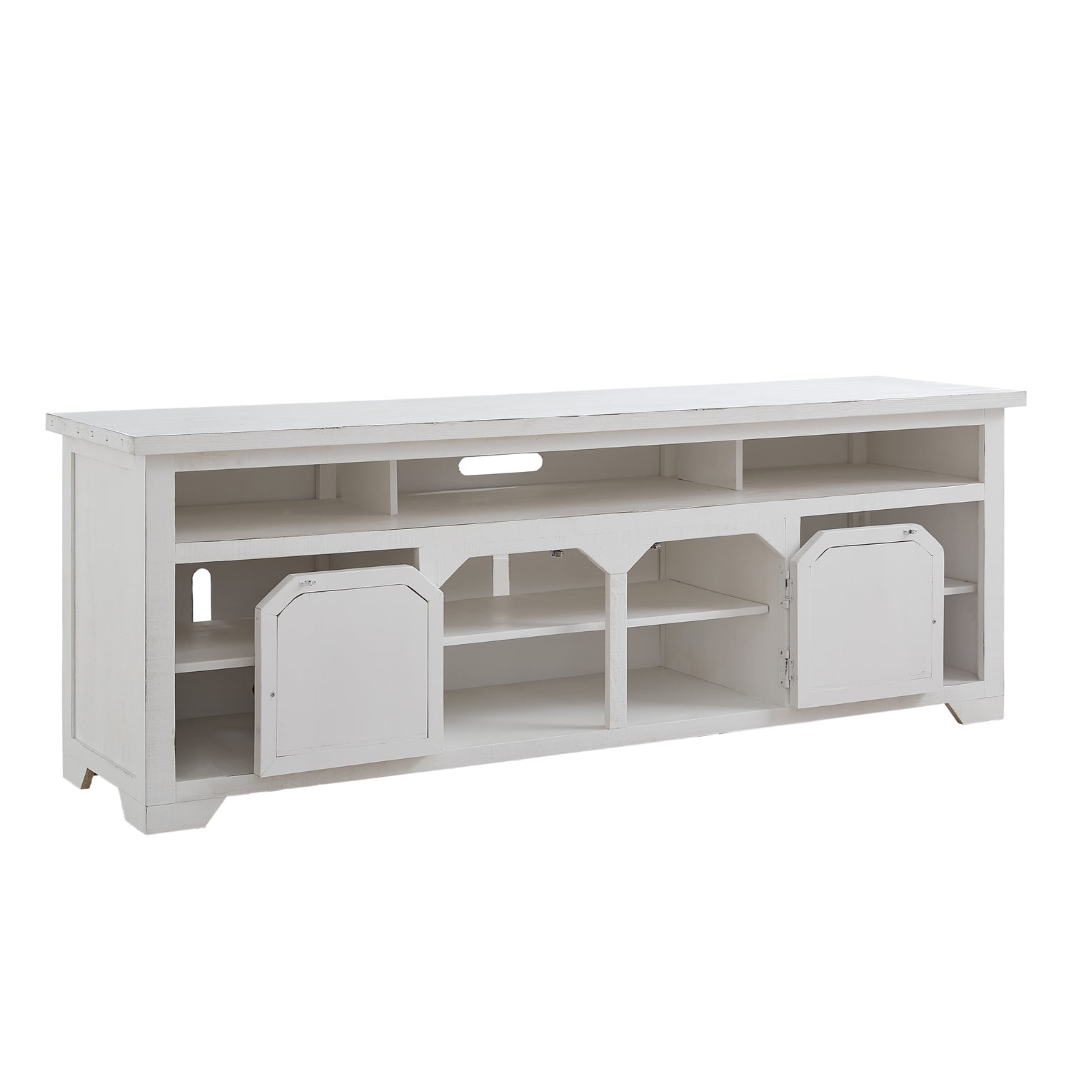 Cotton White 80 Inch Solid Pine TV Console with Cabinet