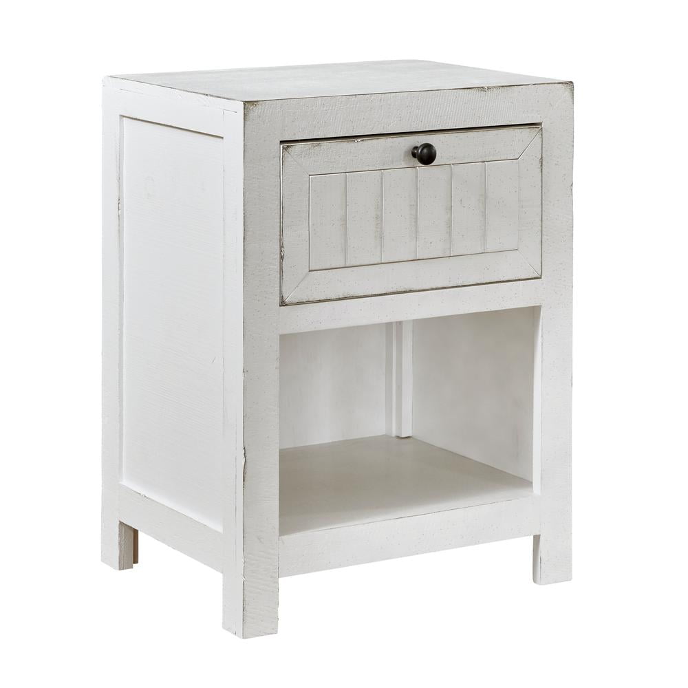 Cotton White Pine Wood 1-Drawer Nightstand